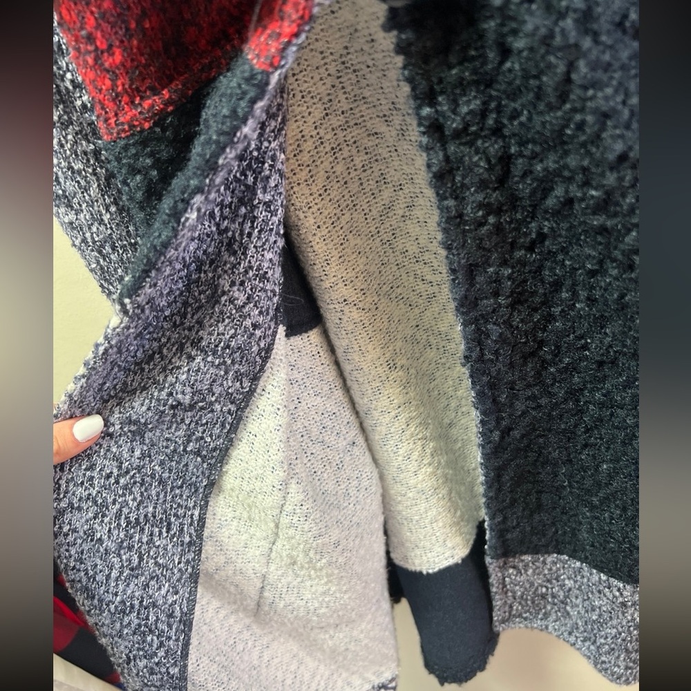 Multiples Patchwork Knit Navy Blue, White, Red Ca… - image 7